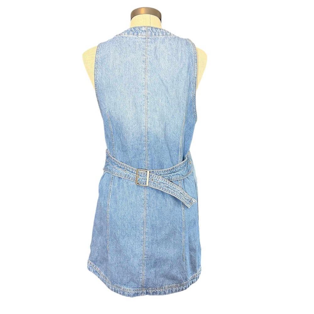 We The Free Free People Light Wash Denim Button Front Vest Mini Dress Medium - Picture 6 of 10